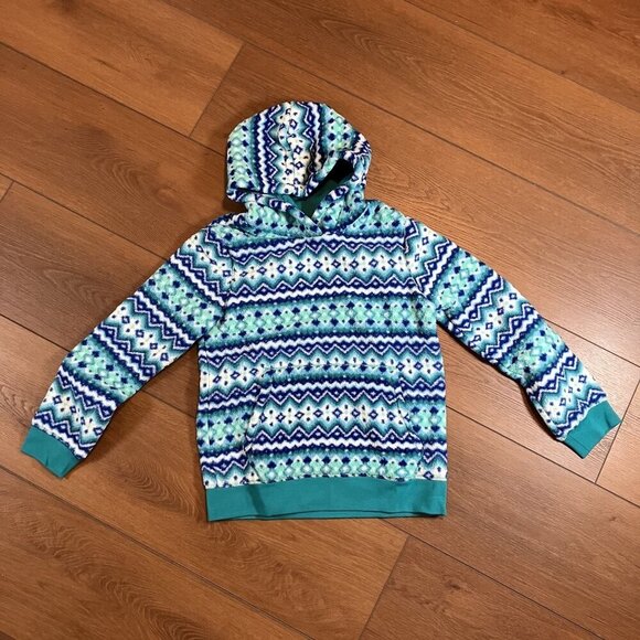 Lands' End NWT Kids Blue, Green, White Fleece Hoodie Size L (10-12) - Picture 2 of 8